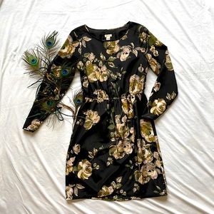 J Crew Shift Dress with Tulip Pattern and overlapping skirt